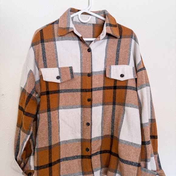 Plaid Flap Detail Drop Shoulder Coat - Picture 3 of 6